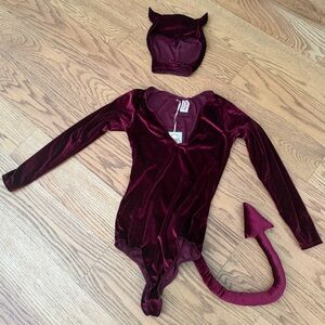 Women’s Devil Costume in Burgundy Velvet NWT